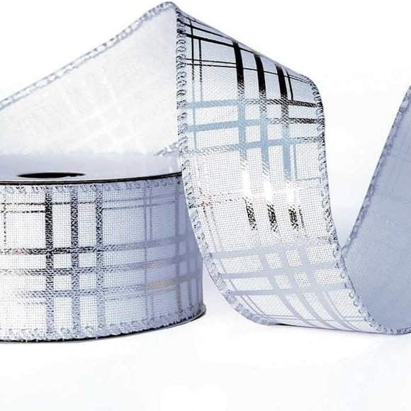 4 Rolls Burlap Wired Christmas Ribbon for Tree Plaid Ribbons Set - Picture 3 of 6